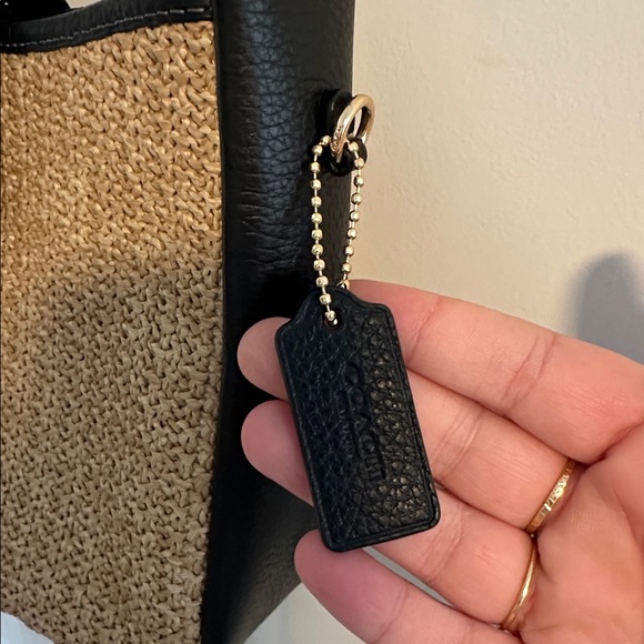 NWOT Coach Hadley Mini Crossbody Bag in Raffia Tan & Black Leather - Picture 7 of 14